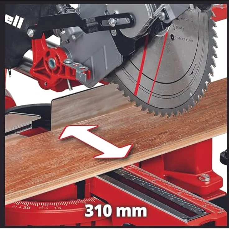 Einhell Zug-Kapp-Gehrungssäge TC-SM 2531-2 U (1900 W, 4.800 U-min, Ø254 x ø30 mm Sägeblatt, Laser, neigbarer Sägekopf, inkl. HM-Sägeblatt) – Bild 5