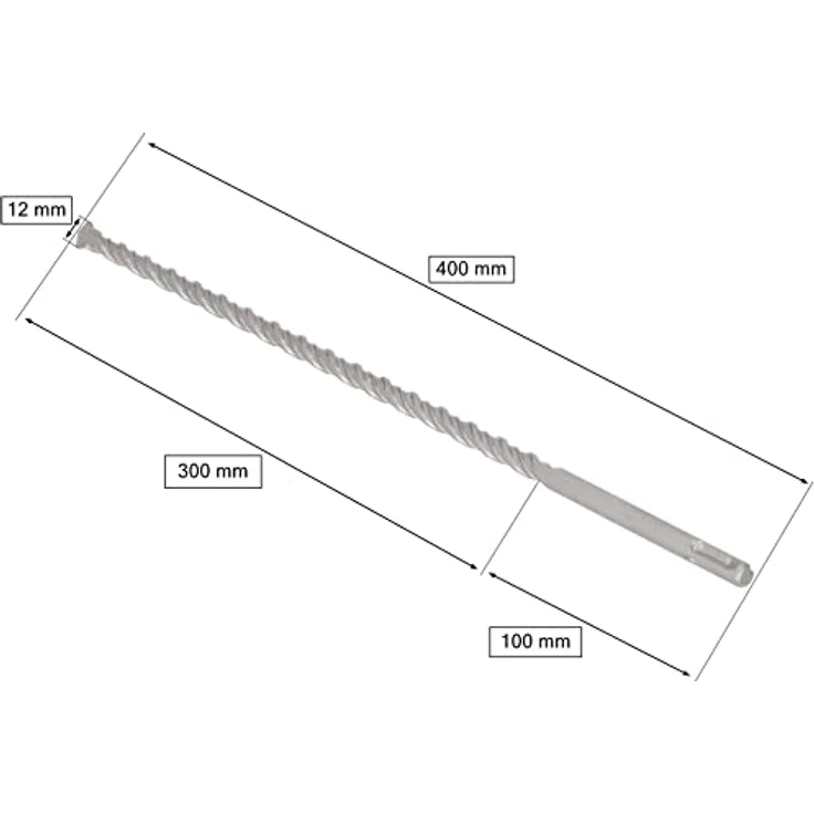 KOTARBAU® SDS+ Bohrer 12 x 400 mm, langlebige Bohrlösung mit globaler Standardaufnahme für hartes Material – Bild 2
