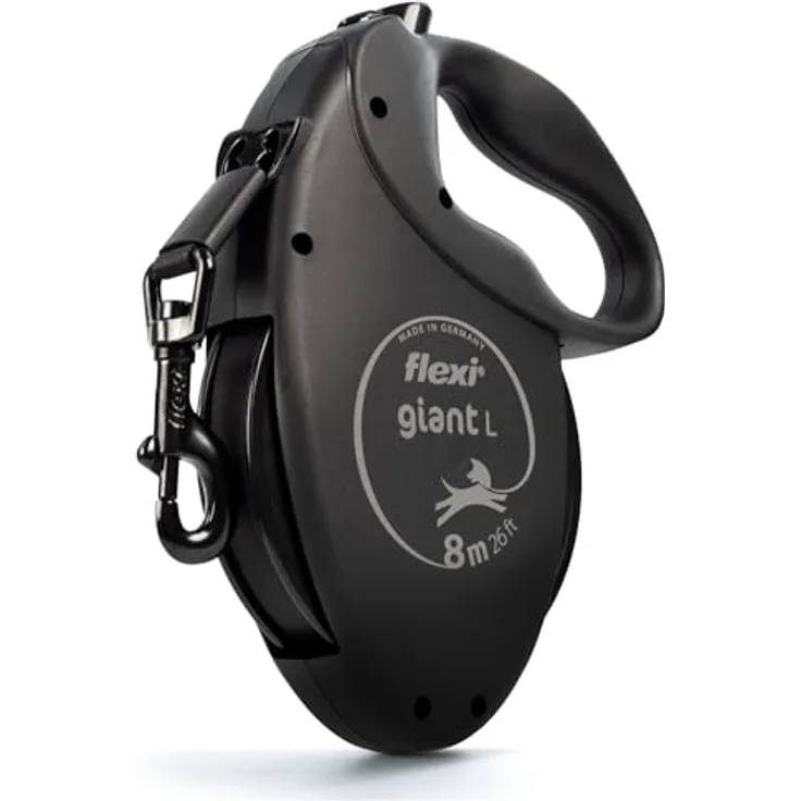 flexi Giant Black Edition Roll-Leine, 8 m Gurt für Hunde bis 50 kg, schwarz