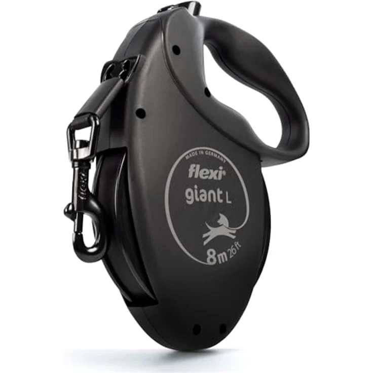 flexi Giant Black Edition Roll-Leine, 8 m Gurt für Hunde bis 50 kg, schwarz – Bild 1