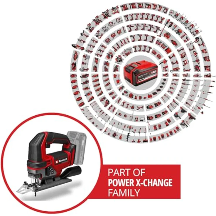 Einhell Akku-Stichsäge TE-JS 18/100 Li-Solo Power X-Change, 18 V, 100 mm Schnitttiefe, 26 mm Hubhöhe, max. 45° Schrägschnitte, inkl. Sägeblatt, ohne Akku – Bild 2