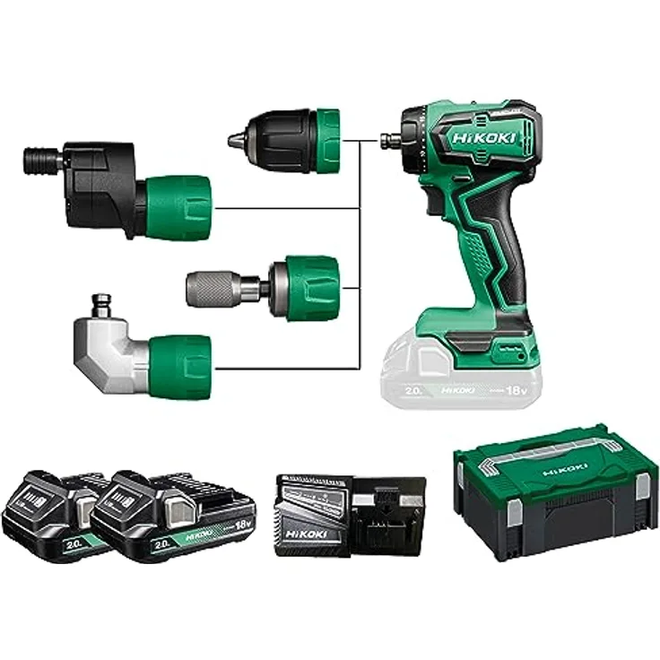 HiKOKI Akku Bohrschrauber Quick 18V, bürstenloser Motor, 55 Nm, LED-Licht, inklusive Zubehör Koffer HSC II DS18DDQWRZ