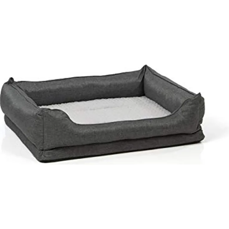 Wallace & Jones | orthopädisches Hundebett mit kuschelig weichem Kaninchen Fellimitat | Memory-Foam Funktion | 85 x 70 cm | Daytona grau