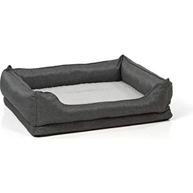 Wallace & Jones | orthopädisches Hundebett mit kuschelig weichem Kaninchen Fellimitat | Memory-Foam Funktion | 85 x 70 cm | Daytona grau