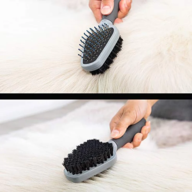 FURminator Doppelbürste für Hunde und Katzen - Fellpflege 2in1-Bürste zur Entfernung von Knoten, losen Haaren und Schmutz , Grau – Bild 5