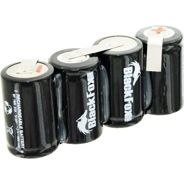 AccuCell Akkupack 4x 2/3A 1600mAh, NiMH Akku mit Lötfahnen, 4,8 Volt, geschrumpft
