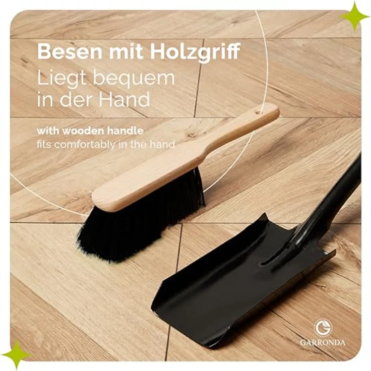 Garronda GD-0011, Handbesen 2er Pack mit kurzem Holzgriff und synthetischen Borsten, schwarz, ideal für Frühjahrsputz und Gartenreinigung – Bild 4