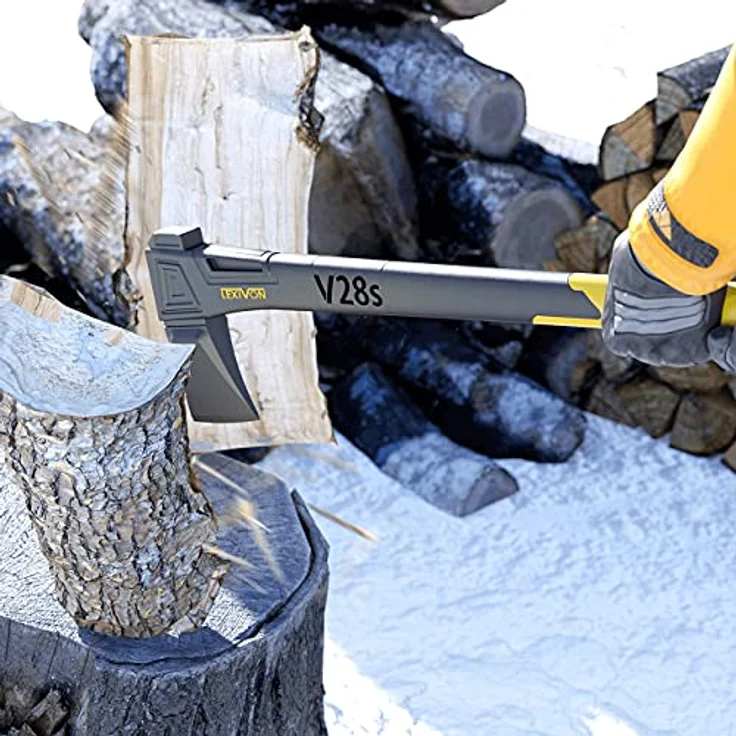 LEXIVON Spalt axt Länge 71cm, spaltbeil axt Survival, Outdoor axt fur Garten und brennholz, Camping axt, Ergonomischer Griff, Leichter Glasfaserverbund-Stil, Schutzhülle inklusive (LX-V28S) – Bild 3