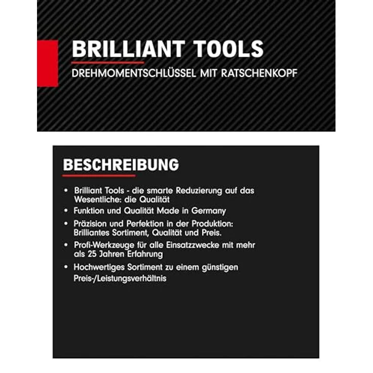 Brilliant Tools BT141906, Drehmomentschlüssel 1/4" mit Drehmomentbereich von 1 bis 25 Nm, robuster Metallkonstruktion und Umschalt-Ratschenkopf – Bild 5