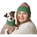 HUNTER Hundepullover Odense mit Mütze (Set) beige/grün, Größe 25 - Warmes Strickpullover- und Mützenset, recyceltes Polyester, waschbar bei 30 °C