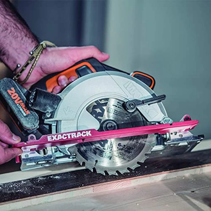 Worx WX530.9 Akku-Handkreissäge, Profi Kreissäge mit Absaug-Adapter, Ideal auch für Schnitte auf Gehrung, PowerShare kompatibel, ohne Akku und Ladegerät – Bild 5