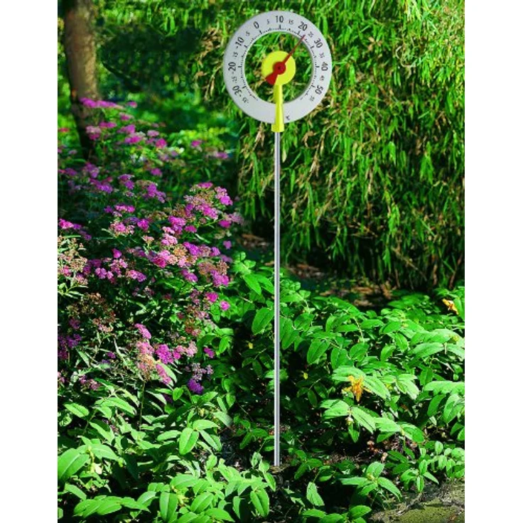 TFA Lollipop, Gartenthermometer und Hygrometer mit 1 Meter Höhe, Temperaturbereich -35 bis +60°C, Gelb-Rot – Bild 3