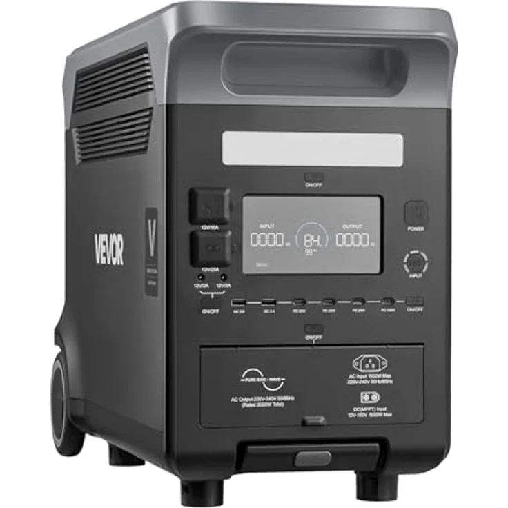 VEVOR Tragbare Powerstation LW3000, 3000W Solargenerator mit 3072Wh LiFePO4 Akku und 13 Ausgangsanschlüssen für Notfälle, Camping und Wohnmobilreisen – Bild 9
