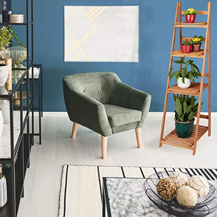 Relaxdays Blumentreppe aus Holz, Blumenständer für innen, 3-stufig, Leiterregal, Klappbar, HBT: ca. 107,5 x 41 x 40 cm, braun – Bild 5