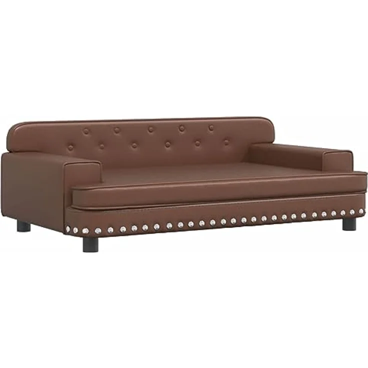 vidaXL Hundebett, Hundekissen mit weicher Polsterung, Hundesofa Hundecouch für kleine Hunde Haustiere, Haustierbett Katzenbett, Braun Kunstleder – Bild 1