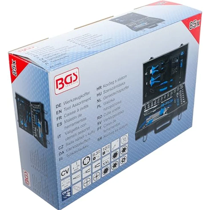 BGS TECHNIC Universal-Werkzeugkoffer 85-tlg., stabiler Hartschalenkoffer mit Chrom-Vanadium Werkzeugen und schmutzabweisender MDF-Beschichtung – Bild 10
