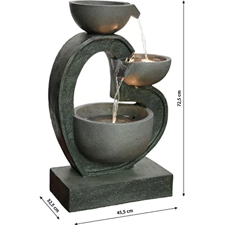 Dehner Gartenbrunnen Heart, ca. 72.5 x 45.5 x 32.5 cm, Polyresin, grau – Bild 2