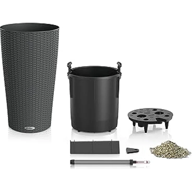 Lechuza® Cilindro COTTAGE 32, Pflanzkübel Komplettset mit Erdbewässerungssystem, granit, 32 cm Durchmesser, 56 cm Höhe – Bild 3