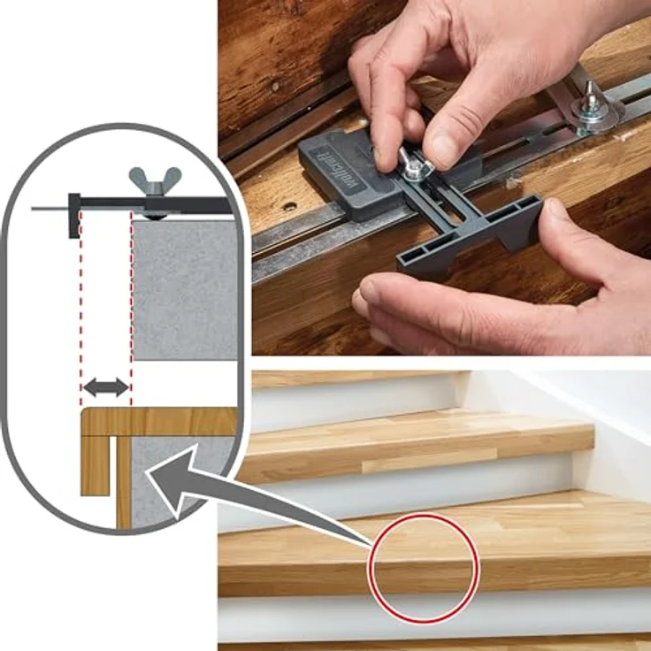 Wolfcraft 5210000 Treppenlehre, Edelstahl mit 15 Schienen, schwarz, inkl. Schrauben und Muttern – Bild 8