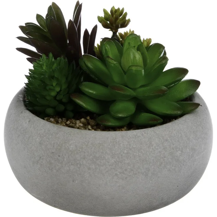 Atmosphera Dekorative künstliche Pflanze in einem Zementtopf, künstliche Blumen in einem Topf, Pflanzen für ein Badezimmer, Dekorationen für ein Badezimmer, Ornamente - Atmosphera