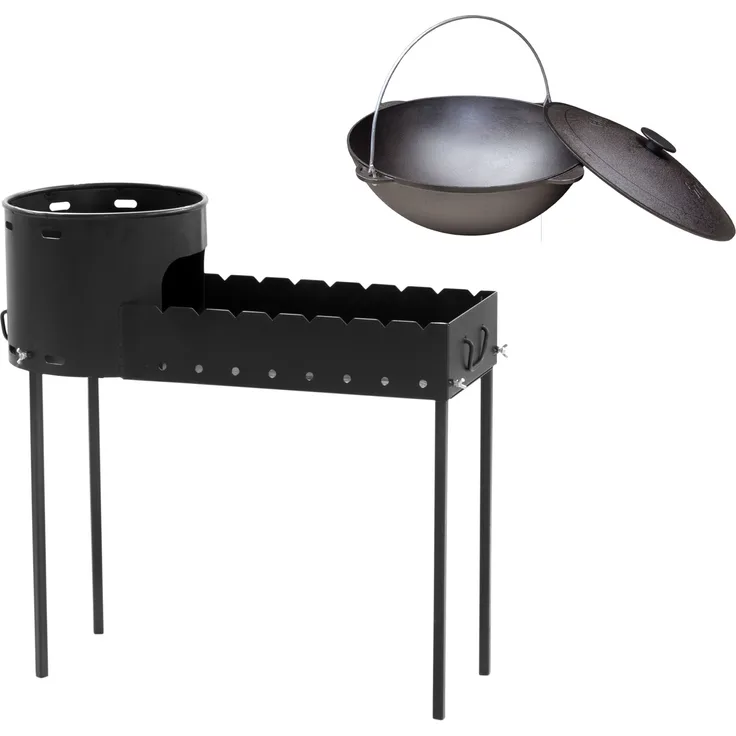 Holzkohlegrill Mangal Utschak 12L Kasan Kazan Gusseisen Plow BBQ Grill Uchak Ofen