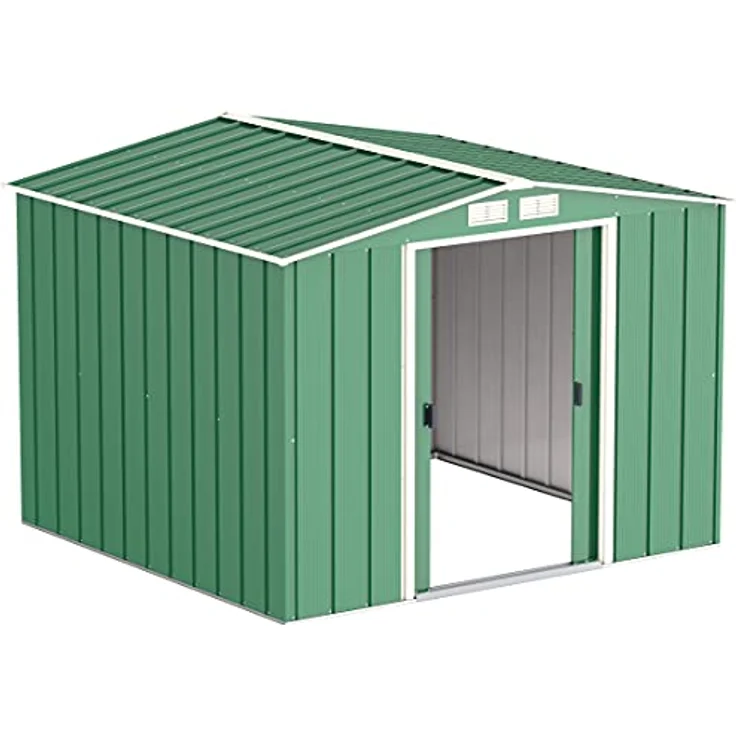 Duramax 8 x 8 (5.89 m²) Metallgerätehaus, feuerverzinktes Metall gerätehaus - Geräteschuppen, verstärkte Dachkonstruktion, wartungsfreier und wetterfester Metallschuppen, Grün – Bild 3