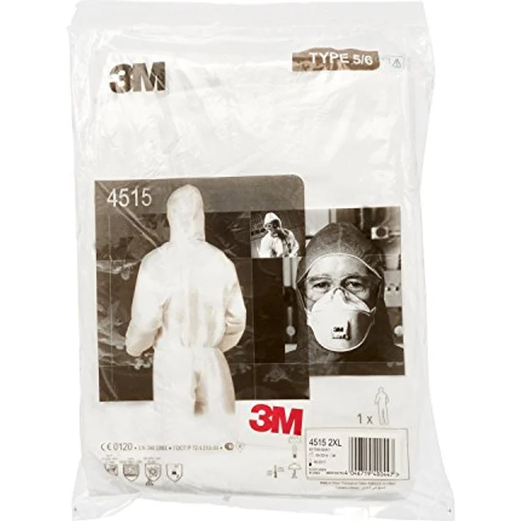 3M Schutzanzug 4515WL, Größe L, Weiß, EN 1073-2, Typ 5/6, SMS-Material, hoch atmungsaktiv – Bild 4
