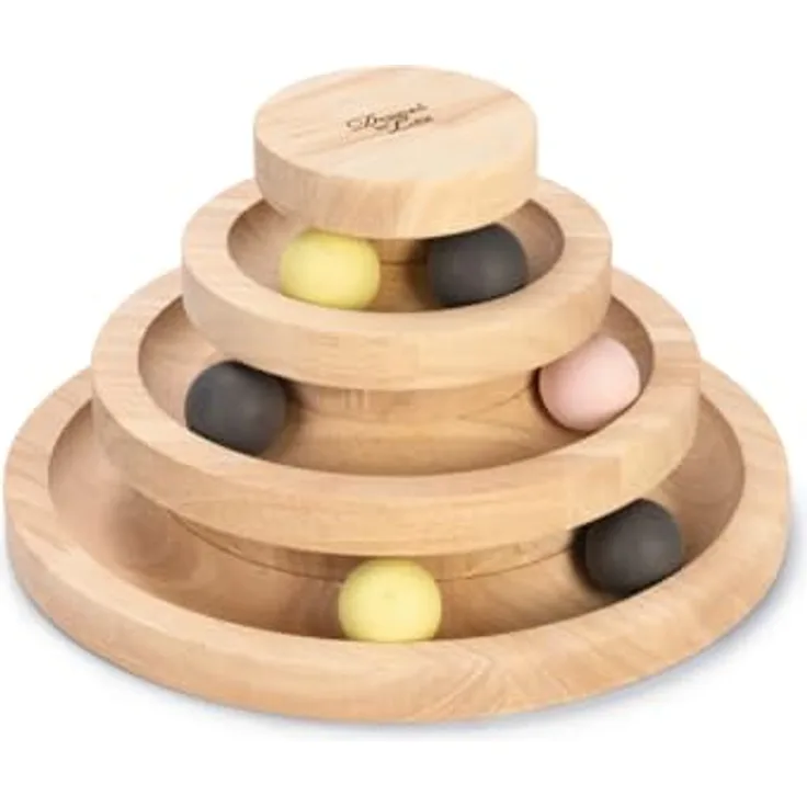 Designed by Lotte Spielturm Mia – Katzenspielzeug aus Holz – Braun