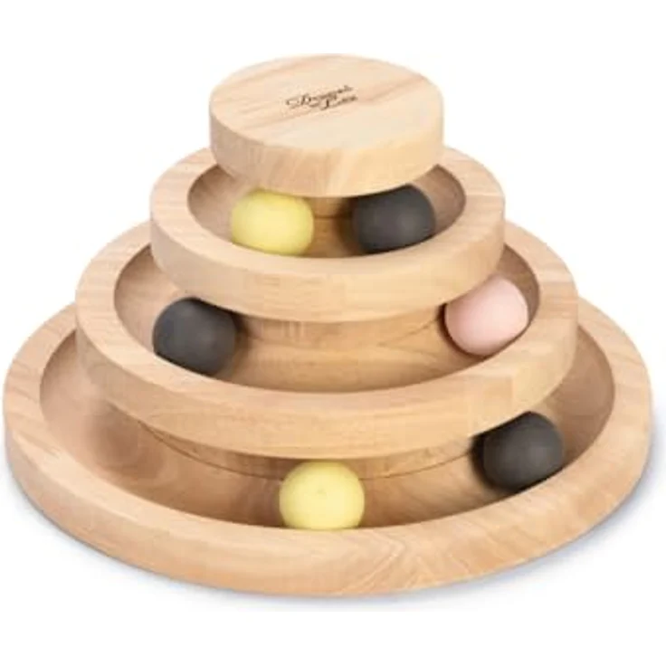 Designed by Lotte Spielturm Mia – Katzenspielzeug aus Holz – Braun – Bild 1