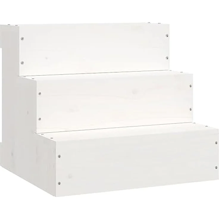 vidaXL Hunderampe Haustiertreppe Weiß 40x37,5x35 cm Massivholz Kiefer, Robust und haustierfreundliches Design – Bild 2