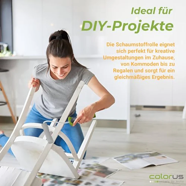 10 x Colorus Lackwalze superfein PLUS | Lackierwalze 11 cm beidseitig rund | Lackwalze-Schaumstoff für wasserbasierte, leicht lösemittelhaltige Lacke – Bild 10