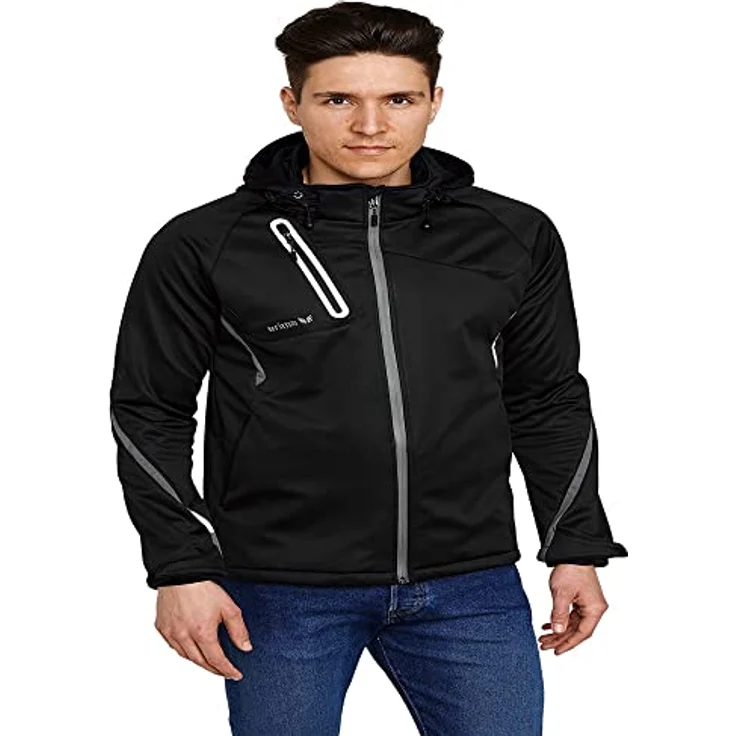 Erima Softshelljacke Herren Softshelljacke Function, wind- und wasserabweisend, atmungsaktiv, abnehmbare Kapuze, Handstulpen, marine – Bild 3