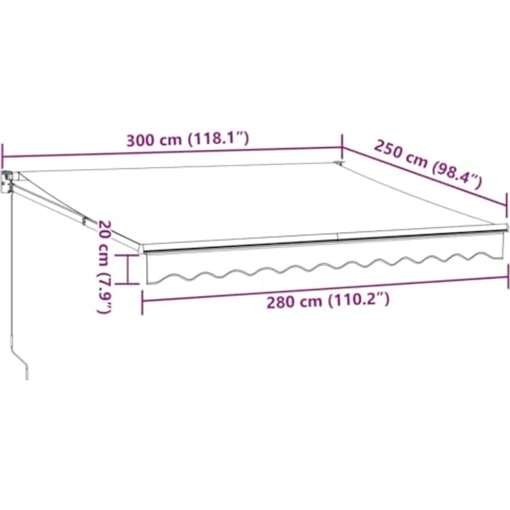 vidaXL Manuelle Markise, UV-beständig, Braun 300x250 cm, pulverbeschichteter Aluminiumrahmen – Bild 3
