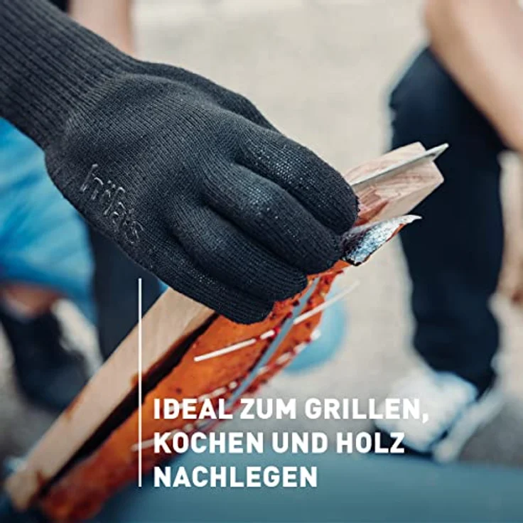 höfats Grillhandschuhe - bis 800°C Hitzebeständiger Feuerhandschuh aus Aramidfaser, rutschfeste Silikonnoppen, EN 407 und EN 388 zertifiziert – Bild 4