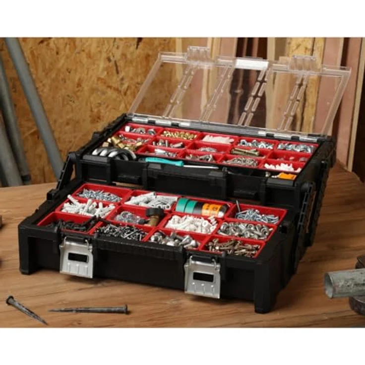 Keter 17185073 Sortimentskasten Master Pro Serie Cantilever 22 Zoll, Kunstoff, rot-silber – Bild 3