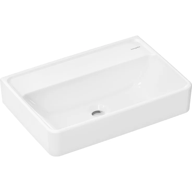 hansgrohe Xanuia Q Waschtisch Compact, Waschbecken ohne Hahnloch und Überlauf, 550x370mm, weiss, inklusive Schallschutzmatte