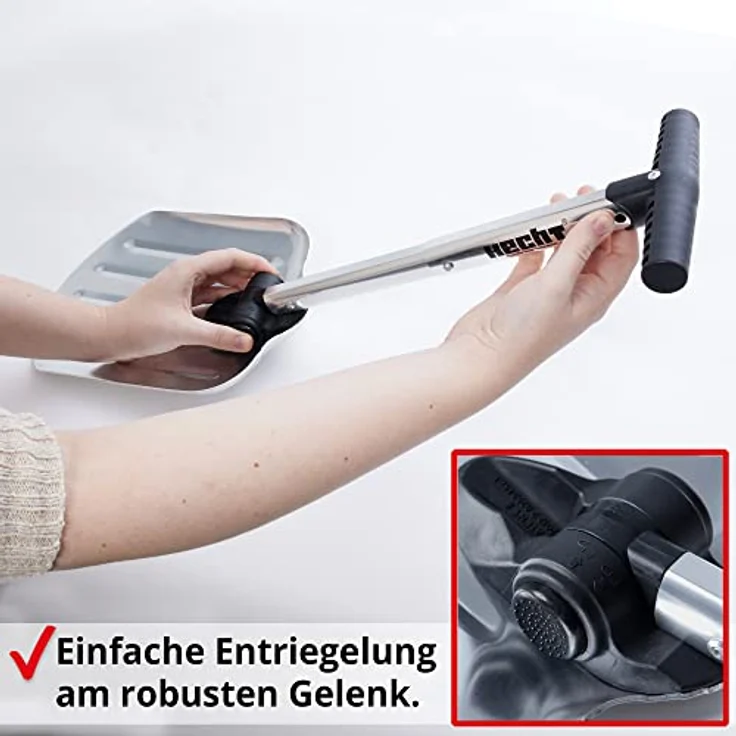 Hecht Schneeschieber 205 GT, Teleskop klappbare Auto-Schneeschaufel aus Aluminium, 20,5 cm Arbeitsbreite, 37 cm verstellbarer Stiel, ultraleicht und rostfrei, ideal für Pendler und Reisen – Bild 3