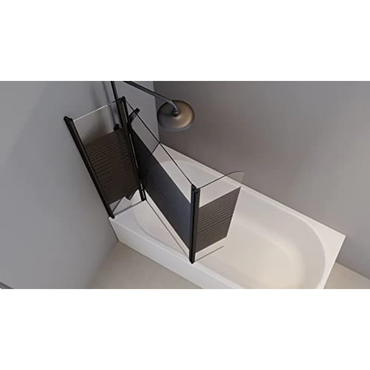 Marwell Black Lines Badewannenaufsatz 125 x 140 cm Duschwand für Badewanne 3-teilig faltbar in matt schwarz - Duschabtrennung aus 4 mm starken Einscheibensicherheitsglas – Bild 5