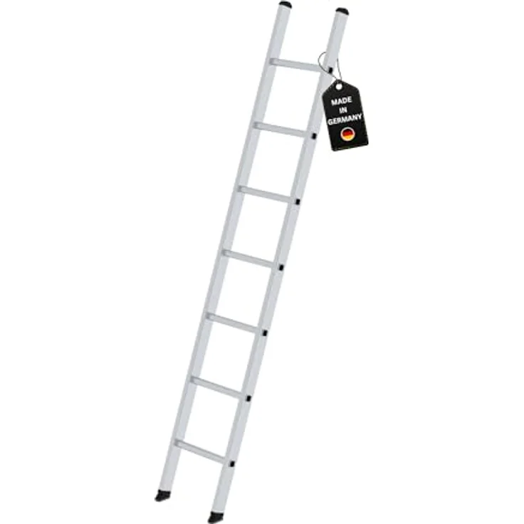 PROREGAL Sprossen-Anlegeleiter 350mm breit ohne Traverse | 7 Sprossen | Hohe Qualität, sichere Nutzung | Leiter, Teleskopleiter, Trittleiter, Bockleiter, Sprossen-Doppelleiter – Bild 1
