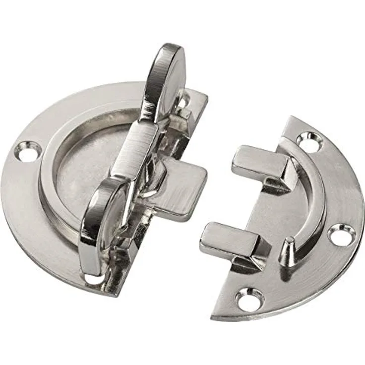 SOTECH 4 Stück Drehriegel Ø 60 mm, Stahl vernickelt, Dreh-Verriegelung, Tischbeschlag Möbelriegel zum Anschrauben