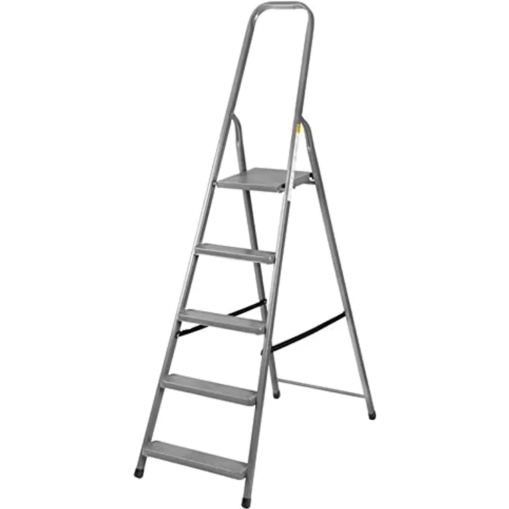 PROREGAL Metal Single Giraffe Einseitige-Metall-Bügelleiter | 6 Stufen | HxB 197x49cm | 125kg Tragkraft | Stahlleiter, Trittleiter, Stufenleiter, Stehleiter, Haushaltsleiter