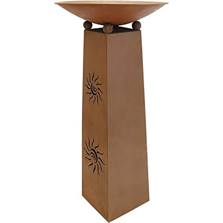 Dekoleidenschaft Deko-Säule Sonne + Feuerschale aus Metall in Rost-Optik, Feuerstelle, Garten-Deko, abnehmbare Feuerschale, moderne Rostoptik, 103 cm Höhe – Bild 5