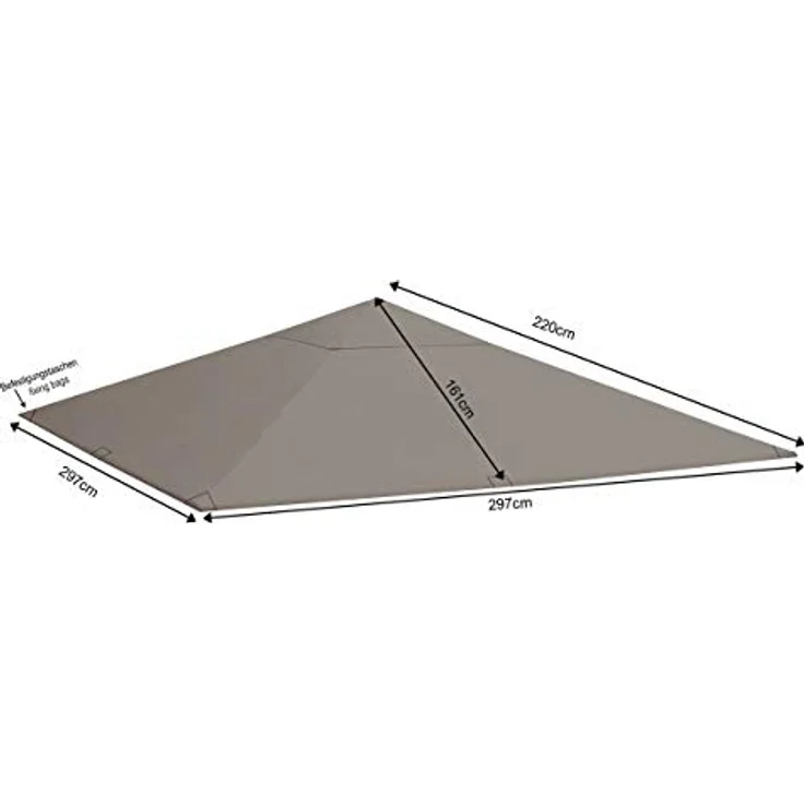 Quick Star Pavillon-Ersatzdach 3x3m Grau, wasserabweisend, mit Lüftungsschlitzen, 180 g/m² – Bild 3