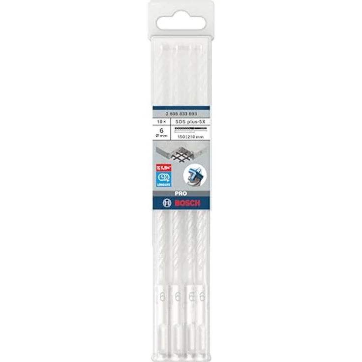 Bosch 10x PRO SDS plus-5X Hammerbohrer (Ø 6,00 mm, für Stahlbeton, Beton, Professional Zubehör Bohrhammer) – Bild 2