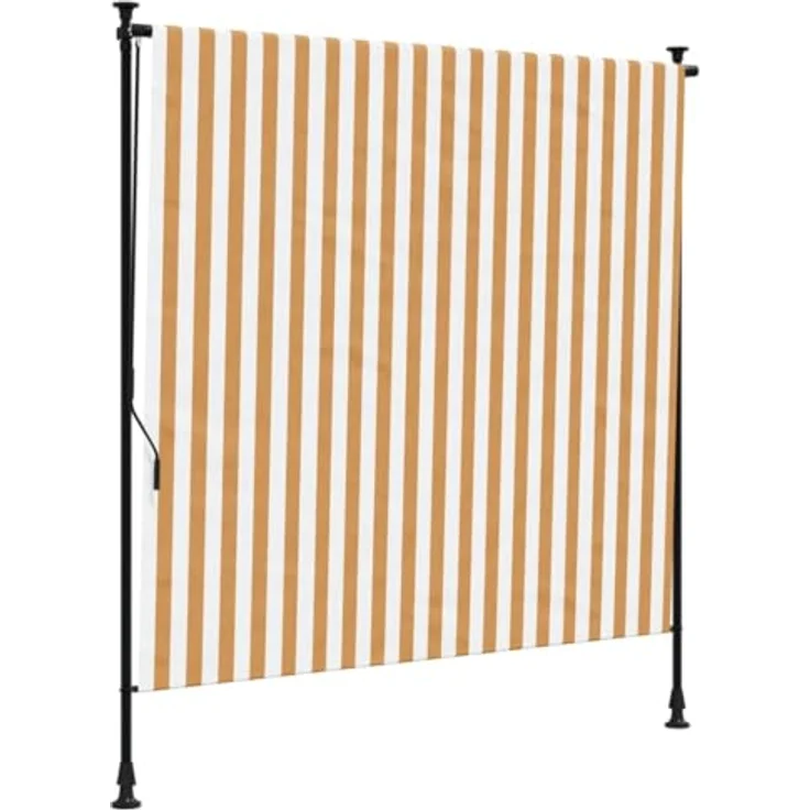 vidaXL Außenrollo, Senkrechtmarkise mit Kurbel, Einziehbarer Sichtschutz, Orange Weiß 200x270cm Stoff Stahl – Bild 1
