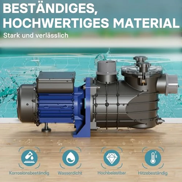 WilTec Pool Pumpe 11700 l-h 250 W Schwimmbadpumpe Filterpumpe Umwälzpumpe Pool – Bild 6
