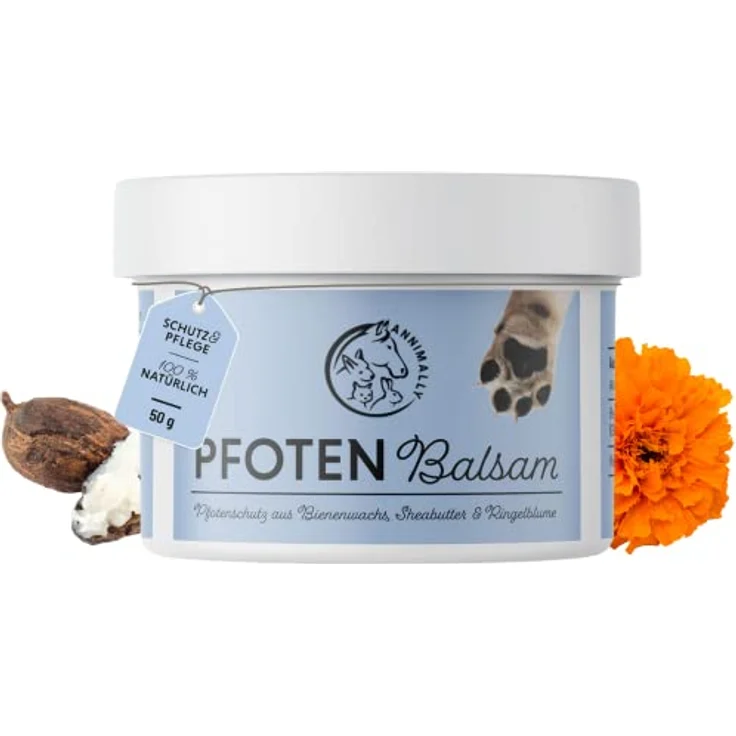 Annimally Hunde Pfotenbalsam 50g - Ideale Pfotenpflege für Hundepfoten mit Bienenwachs, Sheabutter & Ringelblumenöl - Ideal für die Wundheilung und den Pfotenschutz beim Hund – Bild 1