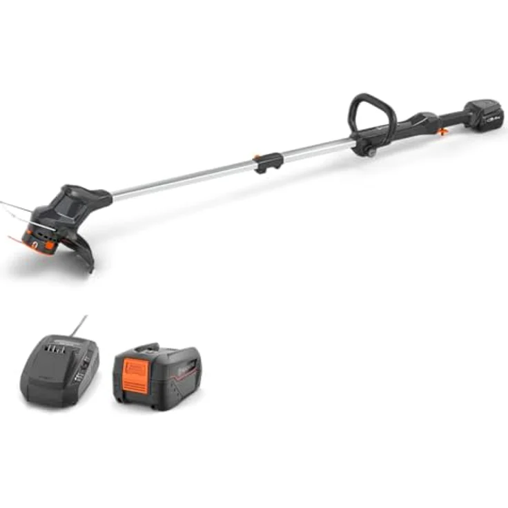 Husqvarna Akku-Rasentrimmer Aspire T28-P4A, 18 V mit 4,0 Ah Akku und Ladegerät, schwarzes Design mit orangefarbenen Details, automatische Schnittlängenanpassung, Pflanzenschutzbügel, verstellbarer Teleskopschaft – Bild 2