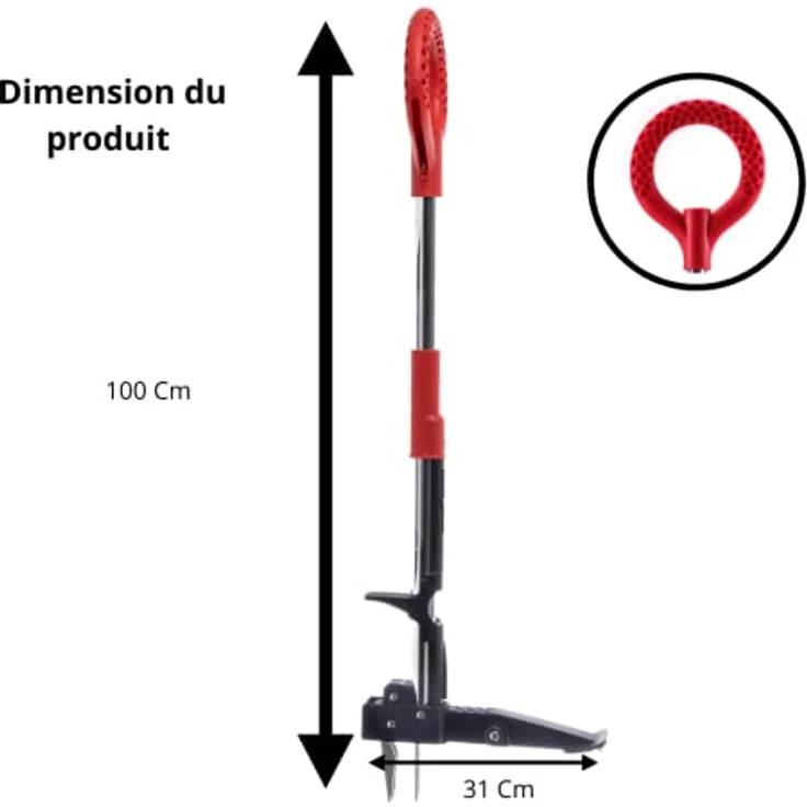 Root Slayer® Unkrautstecher Radius Garden Weeder, 100 cm Gesamtlänge, (1-tlg), Unkrautentferner mit Stiel, rote Ausführung – Bild 6