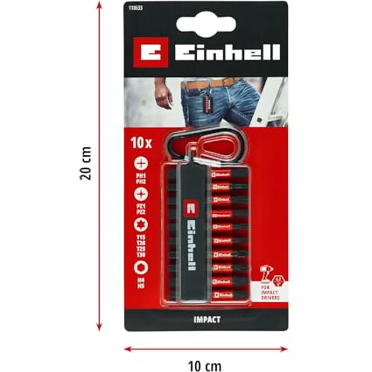 Einhell Impact-Bit-Set, 10-tlg. mit 50-mm-Bits aus S2-Stahl und Karabinerhaken für mobile Anwendungen – Bild 9